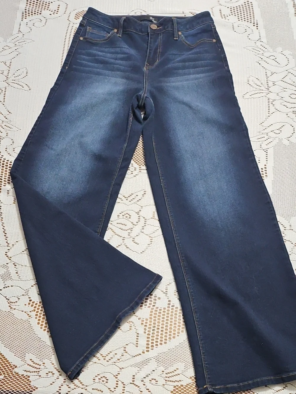 1822 Denim Women's Dark Indigo Wide-Leg Jeans Size 8 - Picture 1 of 10